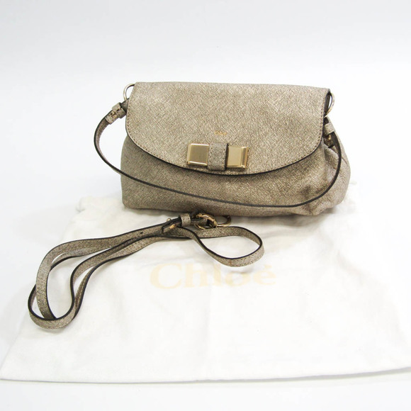 CHLOE Ribbon Women's Coated Canvas Shoulder Bag,Tote Bag Gold - Picture 10 of 10